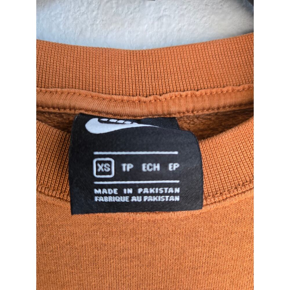 Nike Womens XS Brown Crop Crewneck Sweatshirt Fleece Oversized Pullover Swoosh - Picture 5 of 9
